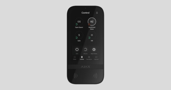 Ajax KeyPad TouchScreen Tastiera wireless Nera con supporto carte e portachiavi crittografati contactless 58454